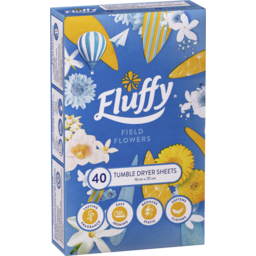 Photo of Fluffy Tumble Dryer Sheets, 40 Pack, Field Flowers, Long Lasting Fragrance 
