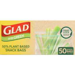 Photo of Glad To Be Green Plant Based Snaplock Snack Bags 50 Each
