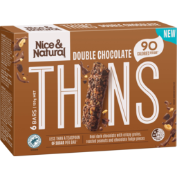 Photo of Nice & Natural Thins Bars Double Chocolate With Real Dark Chocolate 6 Pack 120g
