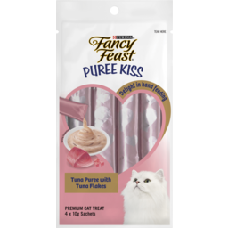 Photo of Fancy Feast Cat Food Puree Kiss Tuna Puree with Tuna Flakes 4 Pack