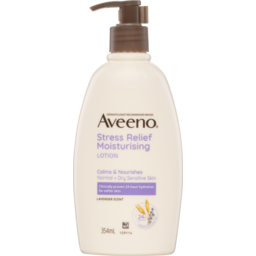 Photo of Aveeno Stress Relief Moisturising Non-Greasy Lavender Scented Body Lotion 24-Hour Hydration Normal Dry Sensitive Skin 354ml 354ml