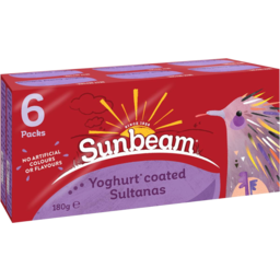 Photo of Sunbeam Snack Pack Yoghurt Coated Sultanas 6pk x