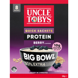 Photo of Uncle Tobys Berry Protein Big Bowl Quick Oats Sachets 8 Pack 368g