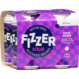 Photo of Moon Dog Fizzer Sour Grape Alcoholic Seltzer Can 330ml 4pk