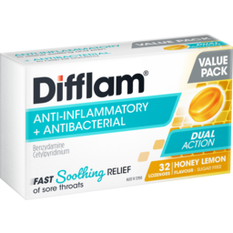 Photo of Difflam Sore Throat Lozenge Dual Action Honey & Lemon Flavour Value Pack 32 Lozenges 