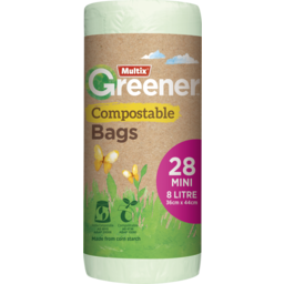 Photo of Multix Greener Bag Compostable Green Mini 28s