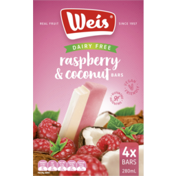 Photo of Weis Dairy Free Raspberry & Coconut Bars 4 Pack 280ml