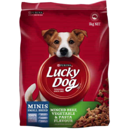 Photo of Purina Lucky Dog Minis Minced Beef, Vegetable And Pasta Flavour Dry Dog Food 3kg 3kg