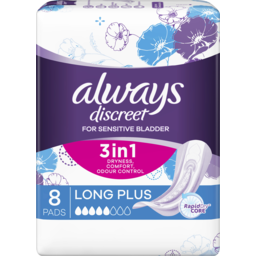 Photo of Always Discreet Long Plus 8 Pads For Bladder Leaks 