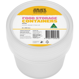 Photo of Black & Gold Round Food Storage Containers 500ml 5pk