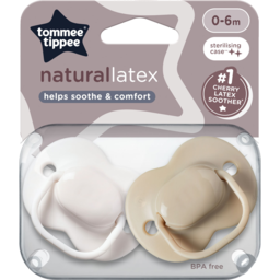 Photo of Tommee Tippee Cherry Latex Soother, 0-6 Months, Pack Of 2 Soothers With 100% Natural Latex Baglet 0m