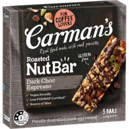 Photo of Carman's Dark Choc Espresso Roasted Nut Bar 160g 5pk