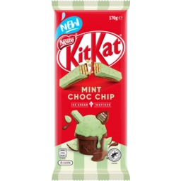Photo of Nestle Kit Kat Mint Choc Chip Chocolate Block 170g