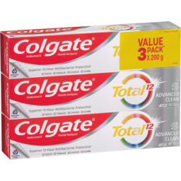 Photo of Colgate Total Advanced Clean Antibacterial Toothpaste 3 Pack X 200g, Whole Mouth Health, Multi Benefit 200g