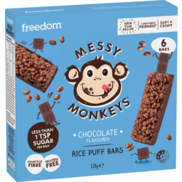 Photo of Freedom Messy Monkeys Chocolate Rice Puff Bars 6 Pack 120g