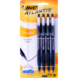 Photo of Bic Atlantis Medium Ball Pens 4 Black Pack