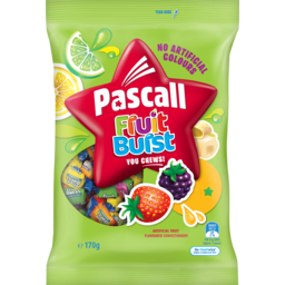 Photo of Pascall Fruit Burst Chews Lollies 170g