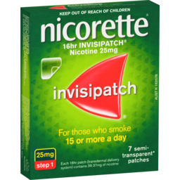 Photo of Nicorette Quit Smoking Nicotine 16 Hour Invisipatch Step 1 25mg 7 Pack 7x1mg