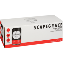 Photo of Scapegrace Gin & Soda 5% Ruby Red Grapefruit & Hibiscus 10x330ml Cans