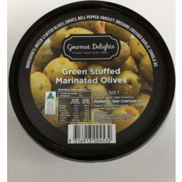 Photo of Gourmet Delights Olives Green Stuffed & Marinated (220g)