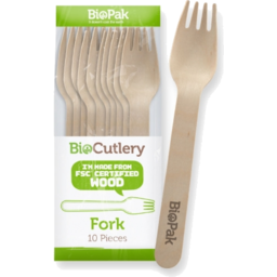 Photo of Biopak Cutlery Wooden Forks 10pk