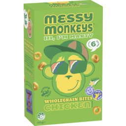 Photo of Messy Monkeys Wholegrain Bites Chicken Flavour 6 Pack 120g
