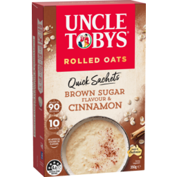 Photo of Uncle Tobys Rolled Oats Quick Sachets Brown Sugar & Cinnamon 10 Pack 350g