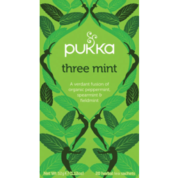 Photo of Pukka Three Mint Organic Peppermint Spearmint & Fieldmint Tea Bags 20 Pack 32g