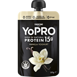 Photo of Danone YoPro Protein Vanilla Pouch Yoghurt 150g
