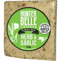 Photo of Cheese - Cheddar Hunter Belle Dairy Co Herb & Garlic 140gm