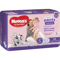 Photo of Huggies Ultra Dry Nappy Pants Girl Size 5 (12-17kg) 26 Pack 