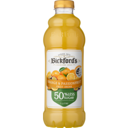 Photo of Bickfords 50% Less Sugar Orange & Passionfruit Fruit Drink 1l