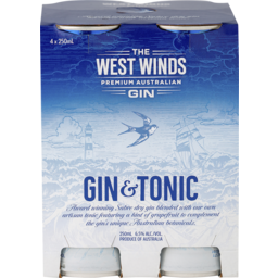 Photo of The West Winds Gin - Sabre Gin & Tonic Cans 4 Pack ( Cans) 4x250ml