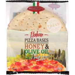 Photo of Romano's Italian Pizza Bases Honey & Olive Oil 2 Pack Large 640g