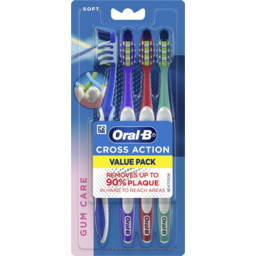 Photo of Oral B Cross Action Gum Care Toothbrush Soft Value Pack 4pk 