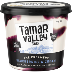 Photo of Tamar Valley Dairy Blueberries & Cream Yoghurt 700g 700g