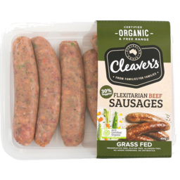 Photo of Cleavers - Organic Beef Sausages - Flexitarian - 450g
