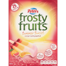 Photo of Peters Frosty Fruits Summer Sunset Orange & Pink Grapefruit Ice Blocks 8 Pack 600ml