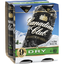 Photo of Canadian Club & Dry Premium Strength 9% Can 250ml 4 Pack