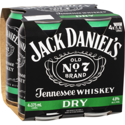 Photo of Jack Daniels & Dry Can 375ml 4 Pack