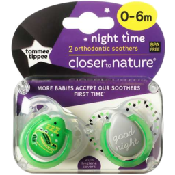 Photo of Tommee Tippee Nighttime Soother, 0-6 Months, 2 Pack Of Glow In The Dark Soothers With Reusable Steriliser Pod 2x0m