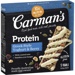 Photo of Carman's Gourmet Protein Bar Greek Style Yoghurt & Berry 5pk
