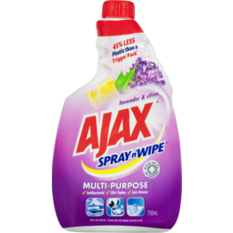 Photo of Ajax Spray n' Wipe Multi-Purpose Antibacterial Disinfectant Cleaner Lavender & Citrus Refill Value Pack 750ml