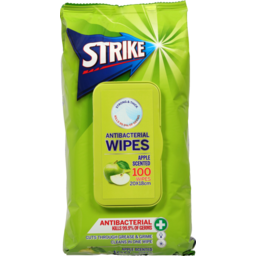 Photo of Strike Antibacteral Wipes Apple 100 Pack