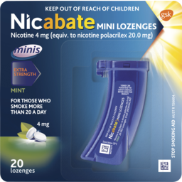 Photo of Nicabate Mini Lozenge Stop Smoking Nicotine 4mg Extra Strength Mint 20 Pack
