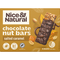Photo of Nice & Natural Chocolate Nut Bars Salted Caramel With Real Dark Chocolate 6 Pack 180g