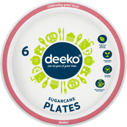 Photo of Deeko Sugarcane Side Plates 18cm 6 Pack