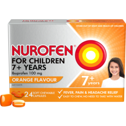 Photo of Nurofen Pain Relief Chewable Capsules For Children 7+ 100mg Orange 24 Pack