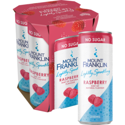 Photo of Soft Drinks, Sparkling Mount Franklin Raspberry Mini Cans 4 x 250 ml