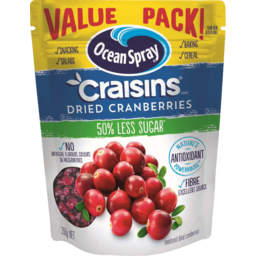 Photo of Ocean Spray 50% Less Sugar Craisins Dried Cranberries Value Pack